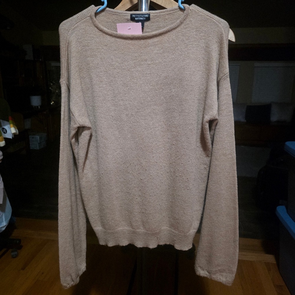 PrettyLittleThing Maternity XS Beige Knit Sweater Long Sleeve Top